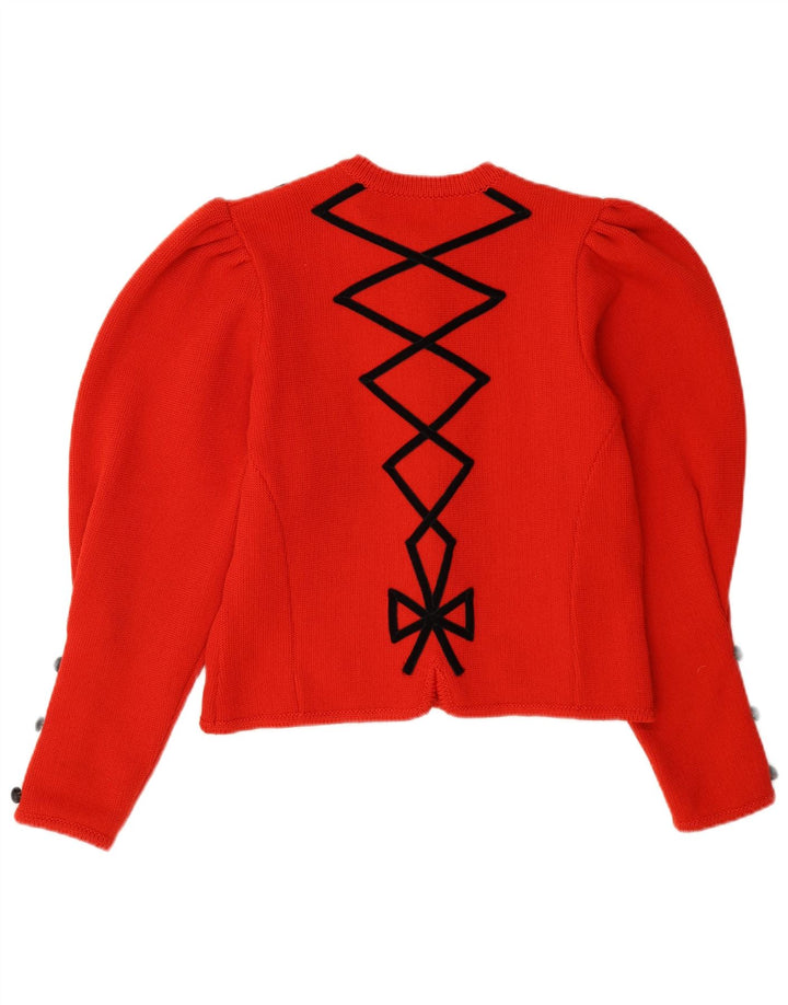 Astrifa Womens Crop Cardigan Sweater EU 40 Laine géométrique rouge moyen
