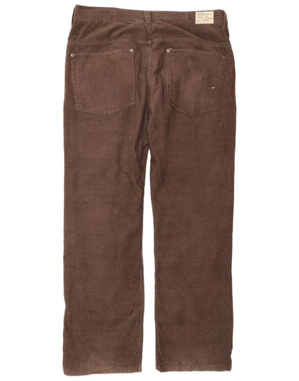 Pantaloni dritti in velluto a coste da uomo Tommy Hilfiger W38 L34 cotone marrone