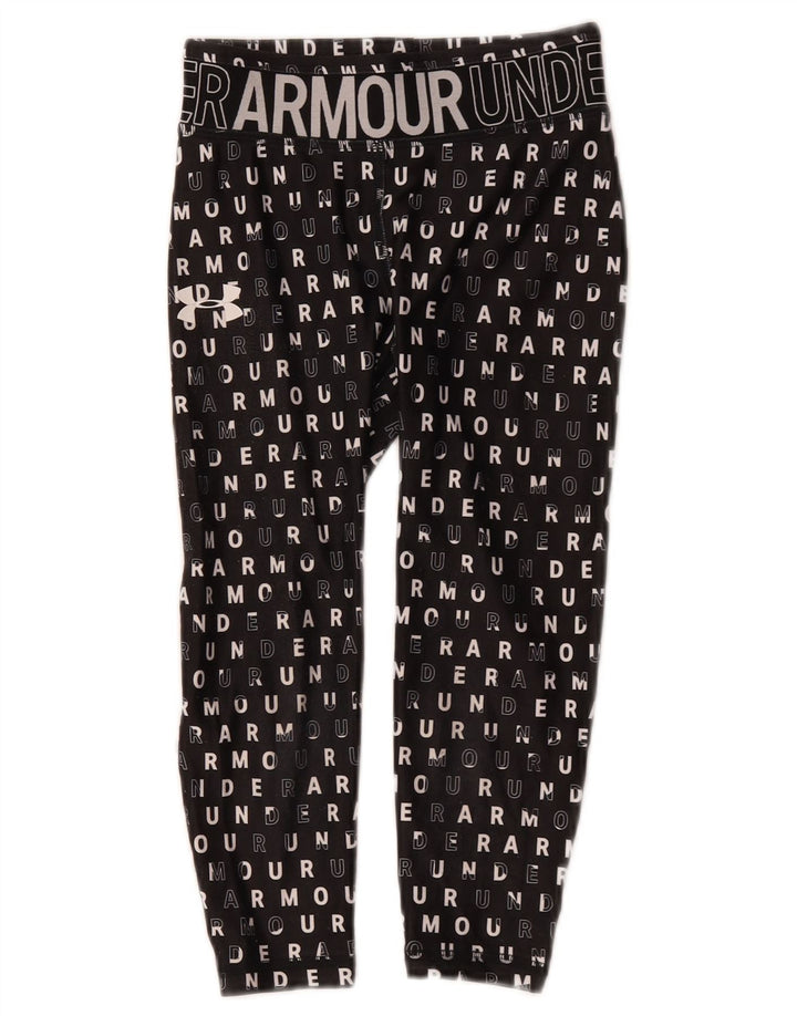 Under Armour Girls Graphic Leggings 7-8 Years Small Black Polyester
