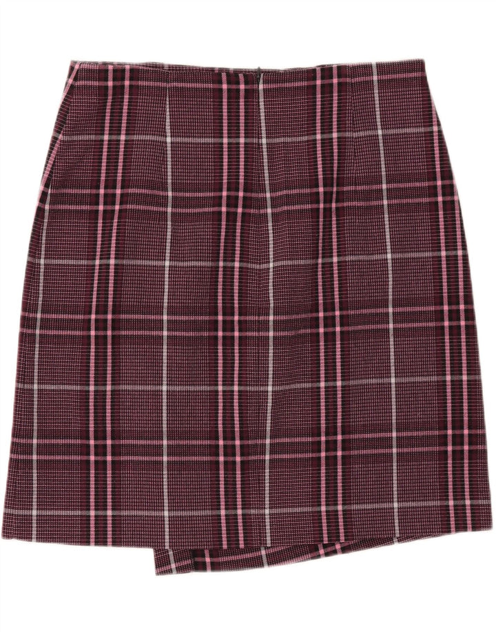 MARKS & SPENCER Womens Mini Wrap Skirt UK 16 Large W34  Purple Check