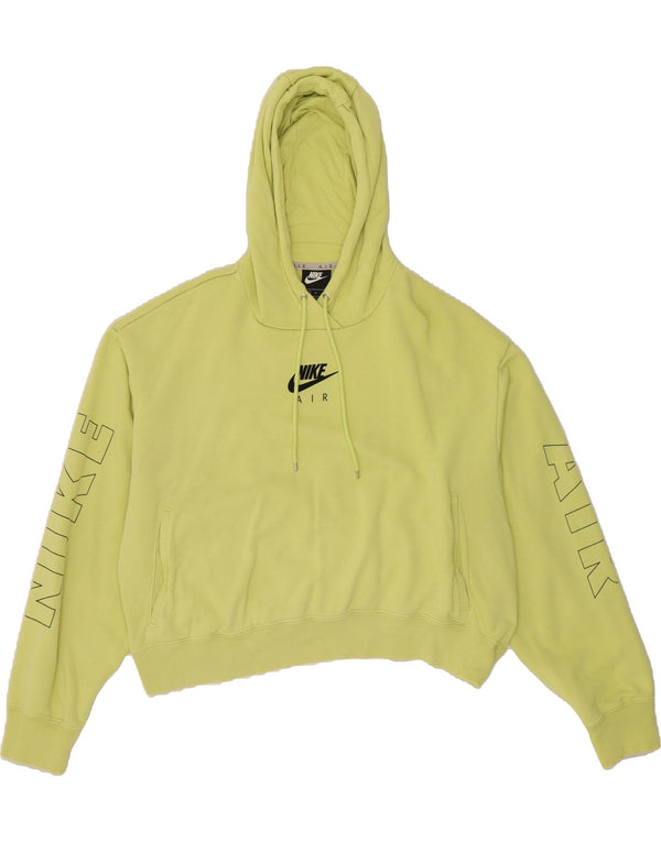 NIKE Felpa con cappuccio grafica oversize corta da donna UK 18 XL Cotone verde