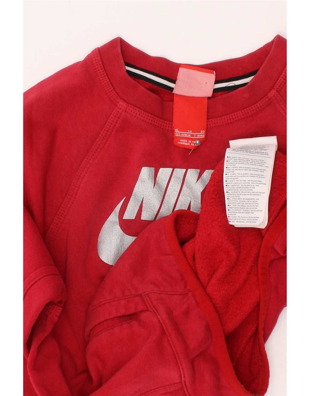 Nike Boys Graphic Sweatshirt Jumper 7-8 Years XL Red Cotton