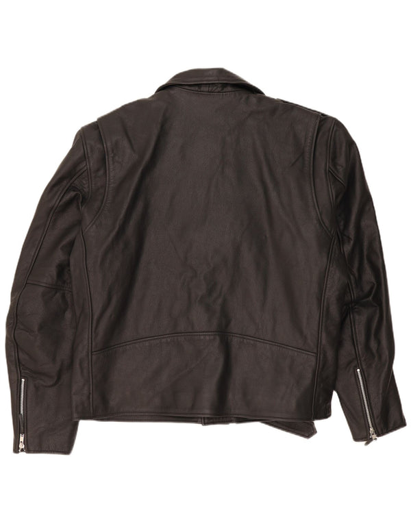 Highway 1 Mens Leather Biker Jacket UK 52 4XL Black Leather