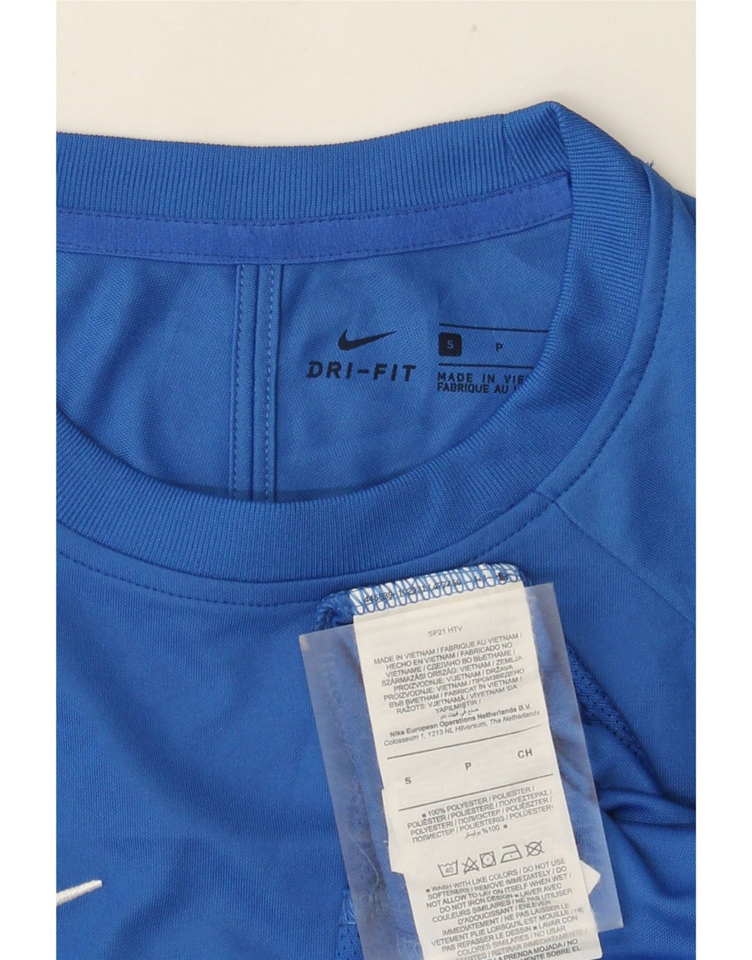 NIKE Mens Dri Fit T-Shirt Top Small Blue Colourblock Polyester