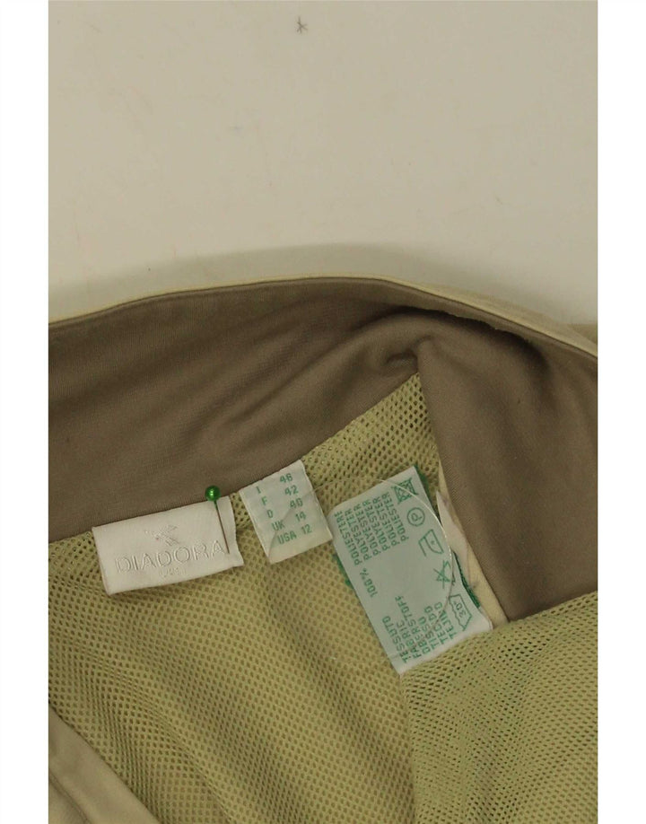 Diadora Womens Tracksuit Top Jacket UK 14 Large Beige Colourblock Polyester