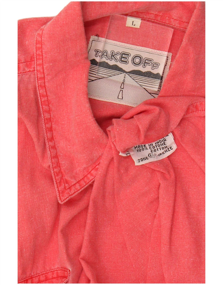 Vintage Mens Relaxed Fit Shirt Large Pink Cotton