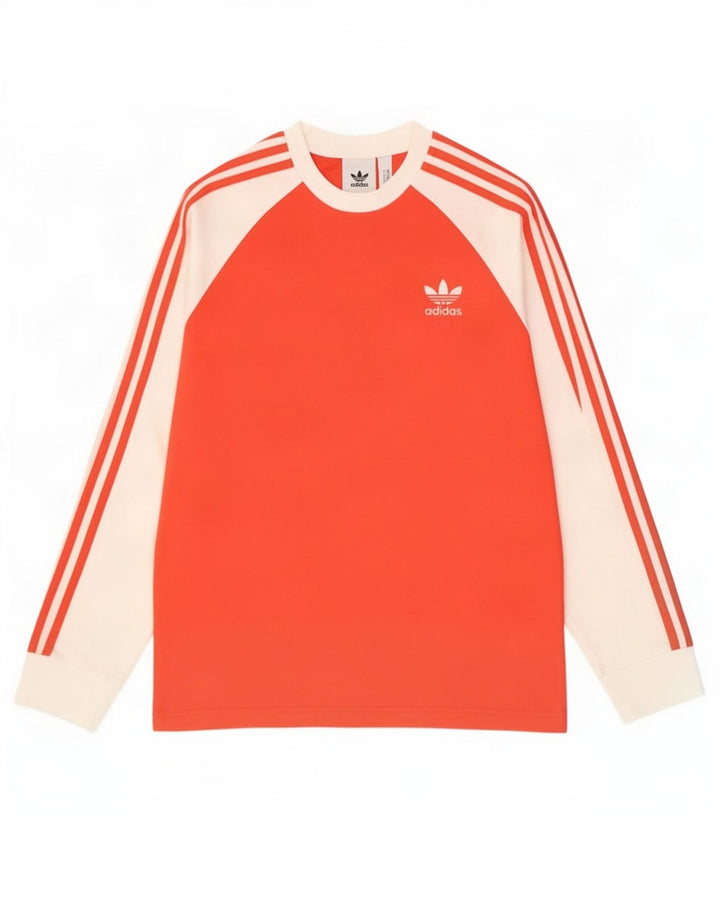 Мужской топ Adidas с длинным рукавом, средний красный, хлопок с цветными блоками