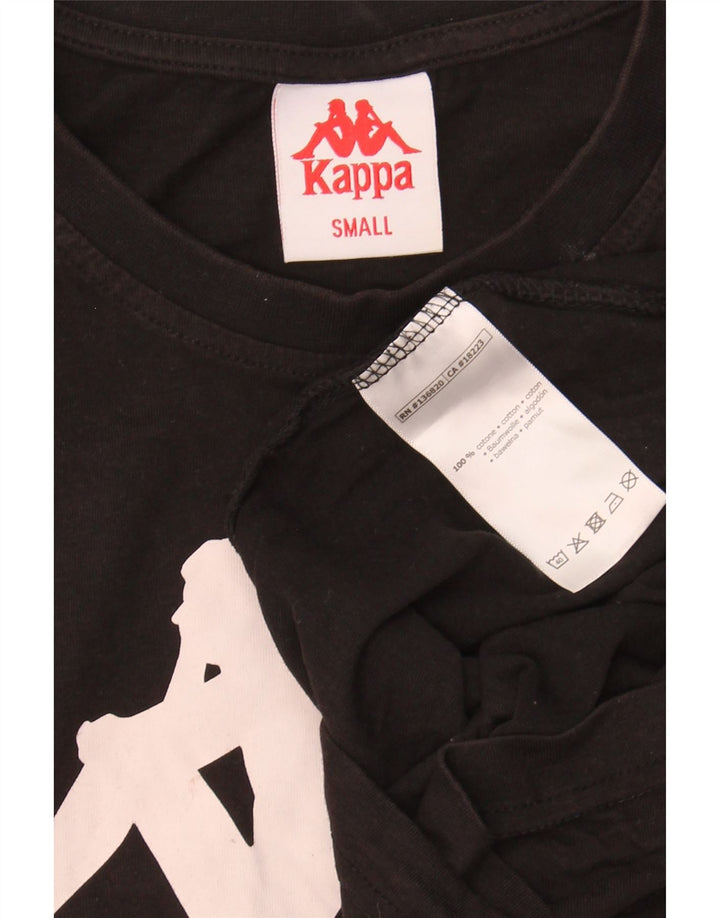 KAPPA Mens Graphic T-Shirt Top Small Black Cotton