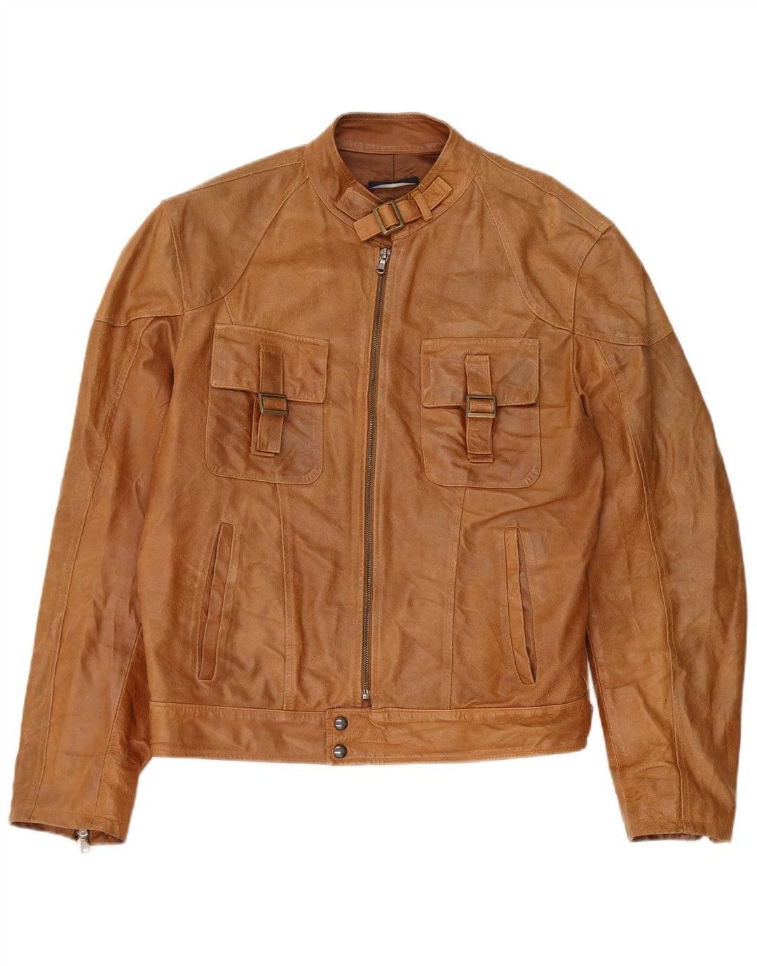 veste en cuir homme vintage UK 38 Cuir brun moyen