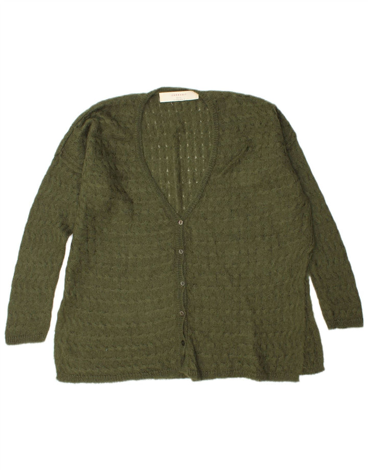 Zara Dame Oversized Cardigan Sweater UK 14 Medium Green