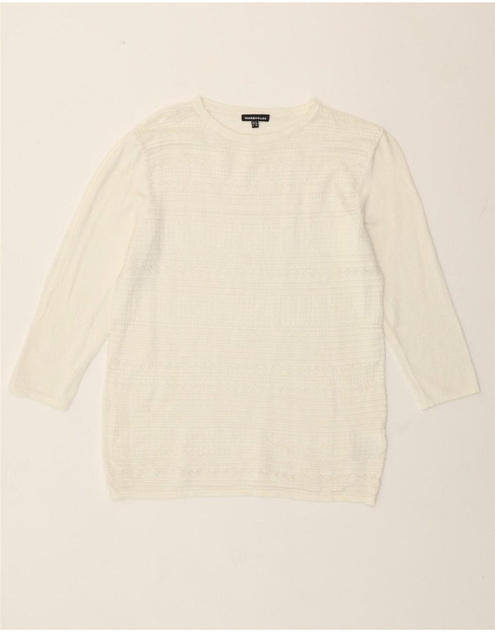 Maglione maglione girocollo da donna Warehouse UK 12 Viscosa bianco sporco medio