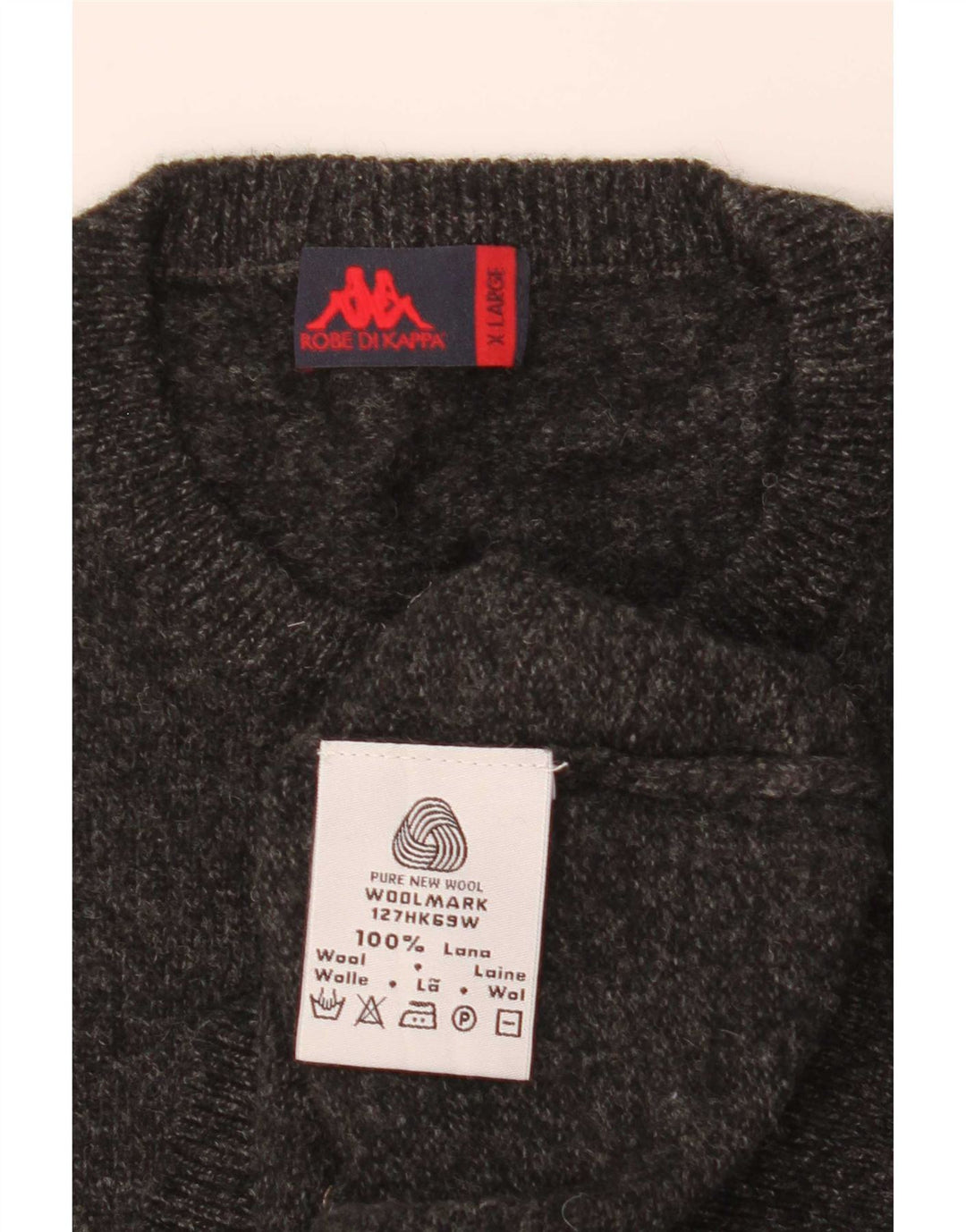 Kappa Mens Crew Neck Jumper Sweater XL Black Wool
