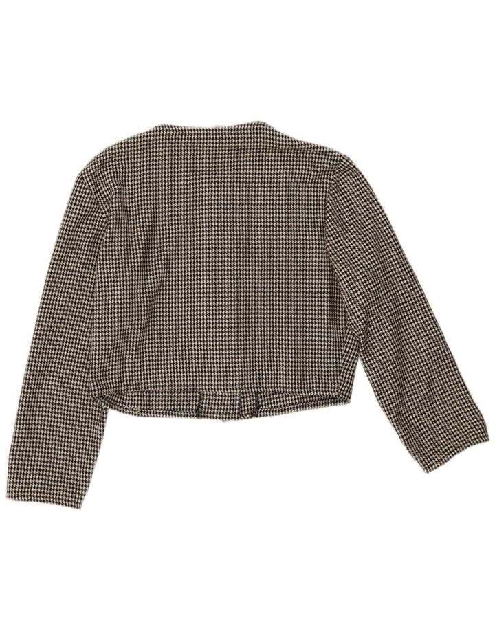 vintage Femmes Crop 5 Bouton Blazer Veste IT 44 Pied-de-poule Noir Moyen