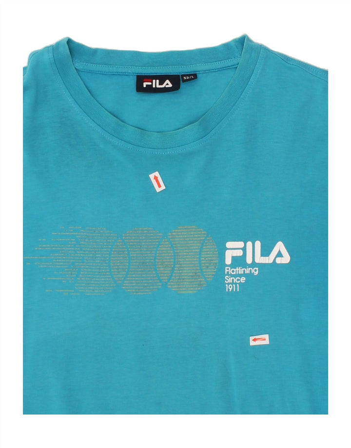 FILA Mens Graphic T-Shirt Top IT 52 Large Blue Cotton Vintage Fila and Second-Hand Fila from Messina Hembry 