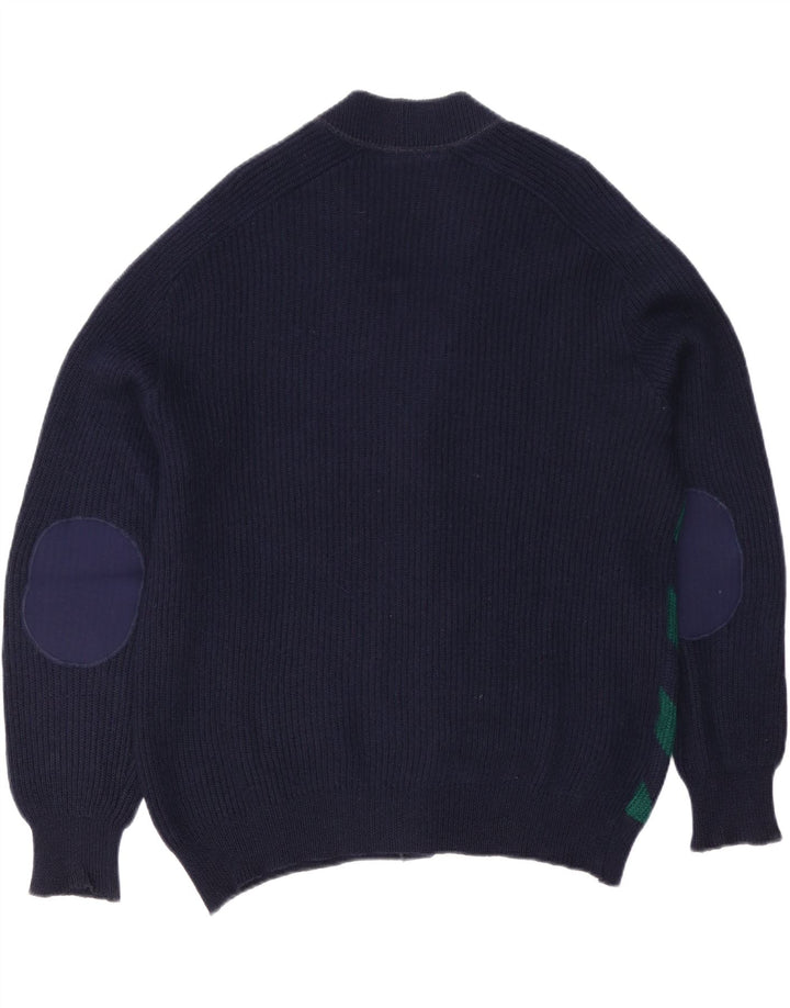 Vintage Mens Cardigan Sweater XL Navy Blue Striped
