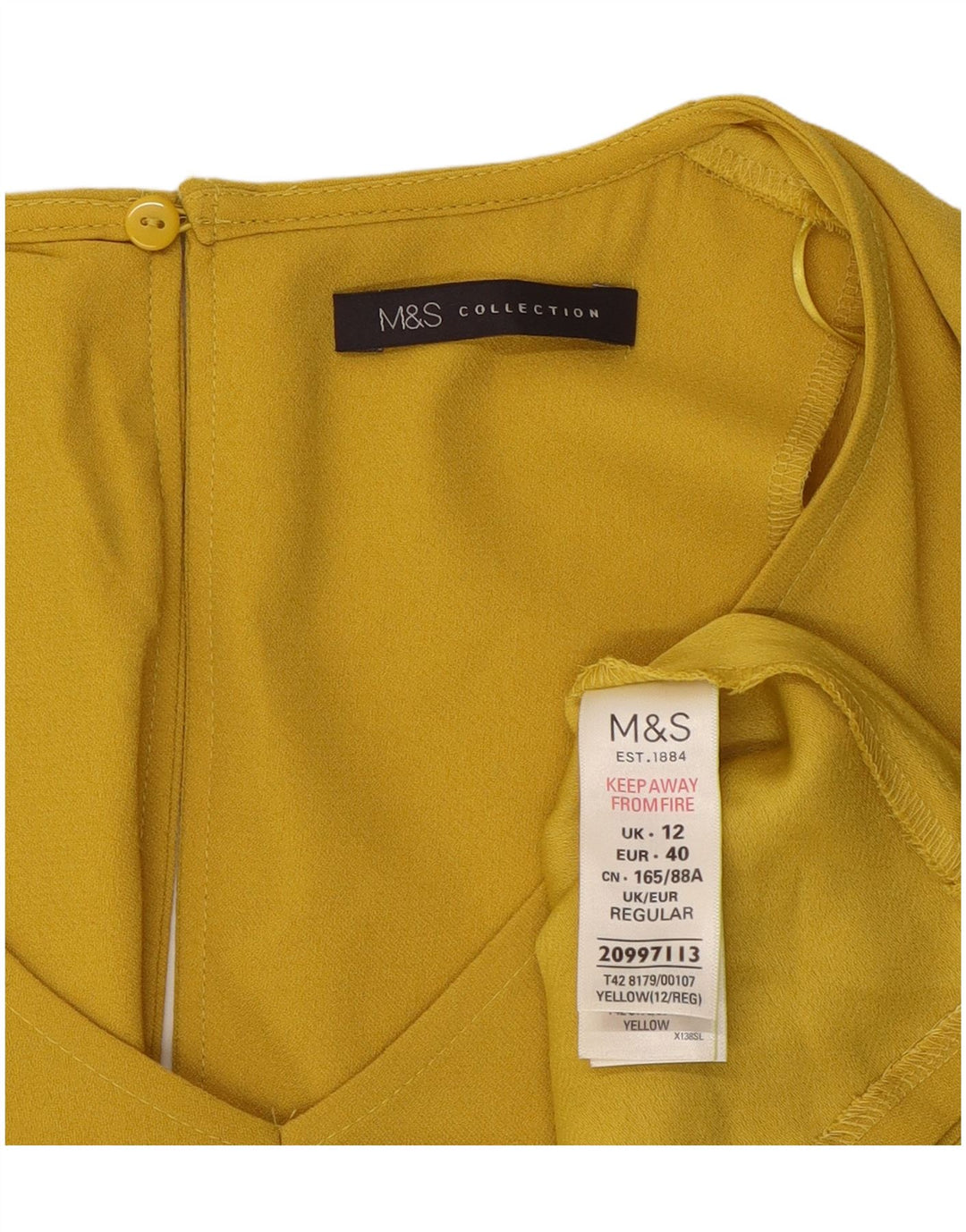 Marks & Spencer Damska sukienka o linii A UK 12, średni żółty poliester