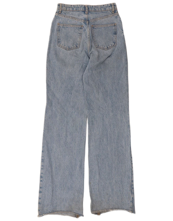 Zara Womens Distressed Wide Leg Jeans EU 34 2XS W24 L34 Blue Cotton
