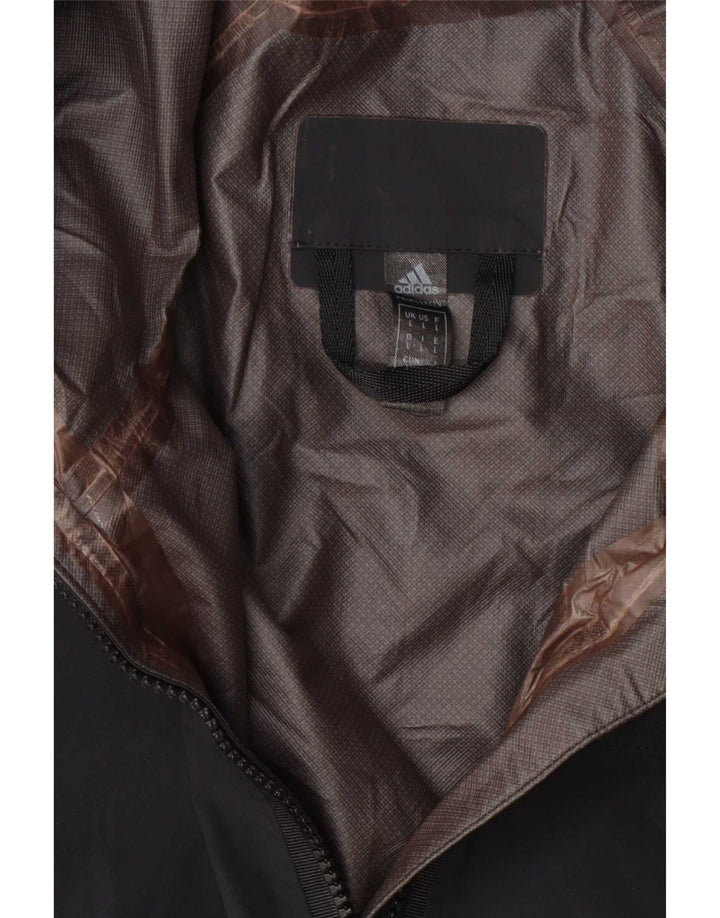 Adidas Mens Hooded Rain Jacket UK 40 Large Black Geometric