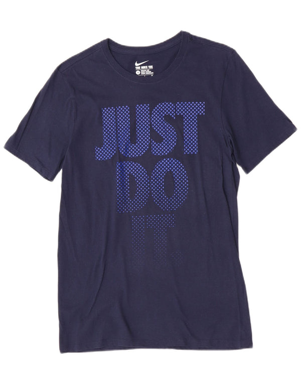 Camiseta masculina Nike Athletic Fit gráfica top pequeno azul marinho algodão esportivo