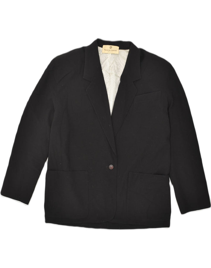 NAZARENO GABRIELLI Womens 1 Button Blazer Jacket UK 18 XL Black Polyester | Vintage Nazareno Gabrielli | Thrift | Second-Hand Nazareno Gabrielli | Used Clothing | Messina Hembry 