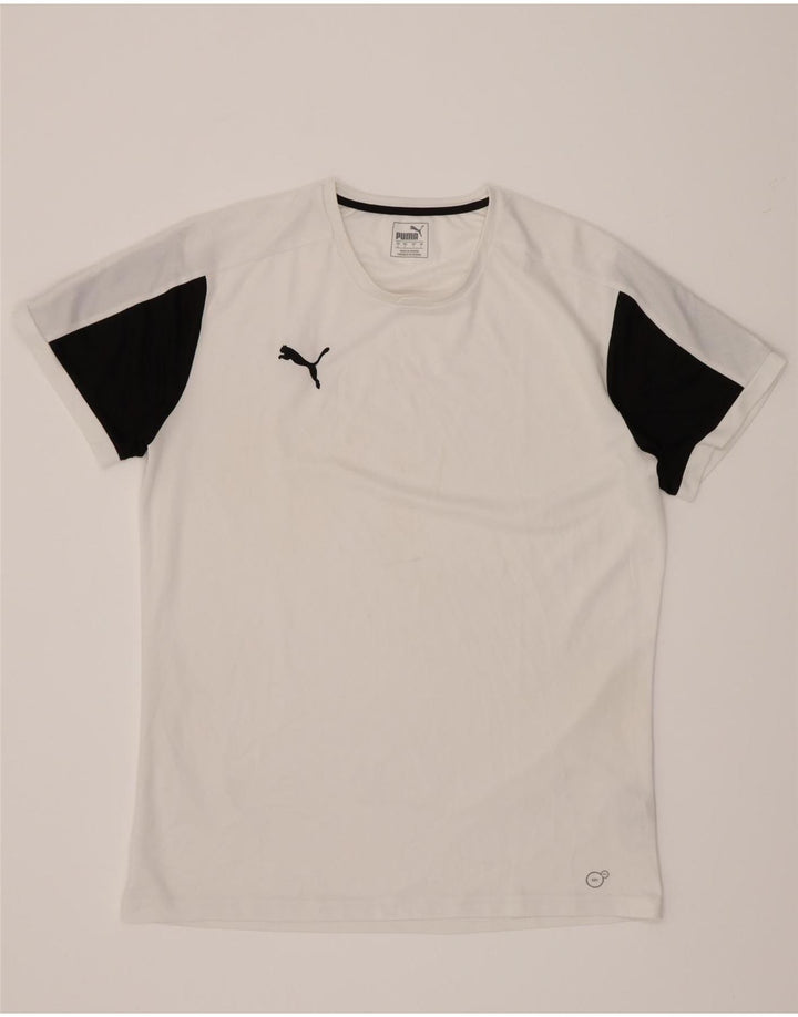 Puma Mens T-Shirt Top Large White Colourblock Polyester