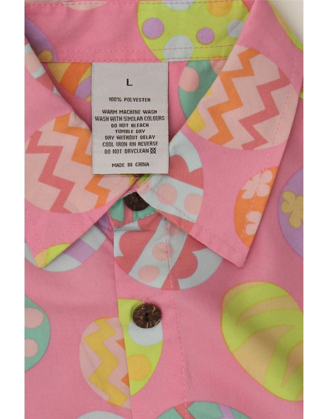 Vintage Herren Ostern Abstraktes Muster Kurzärmeliges Hemd Groß Rosa