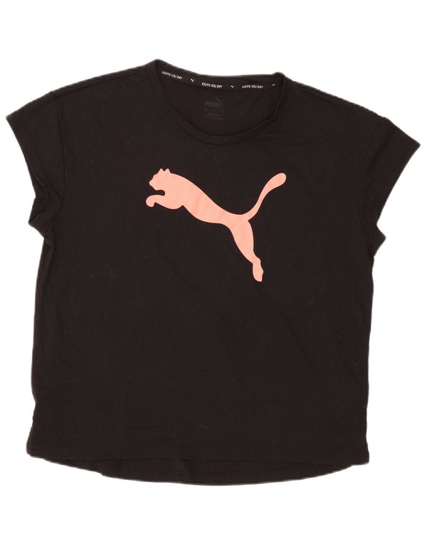 Puma Damen Graphic T-Shirt Top UK 14 Medium Schwarz Polyester