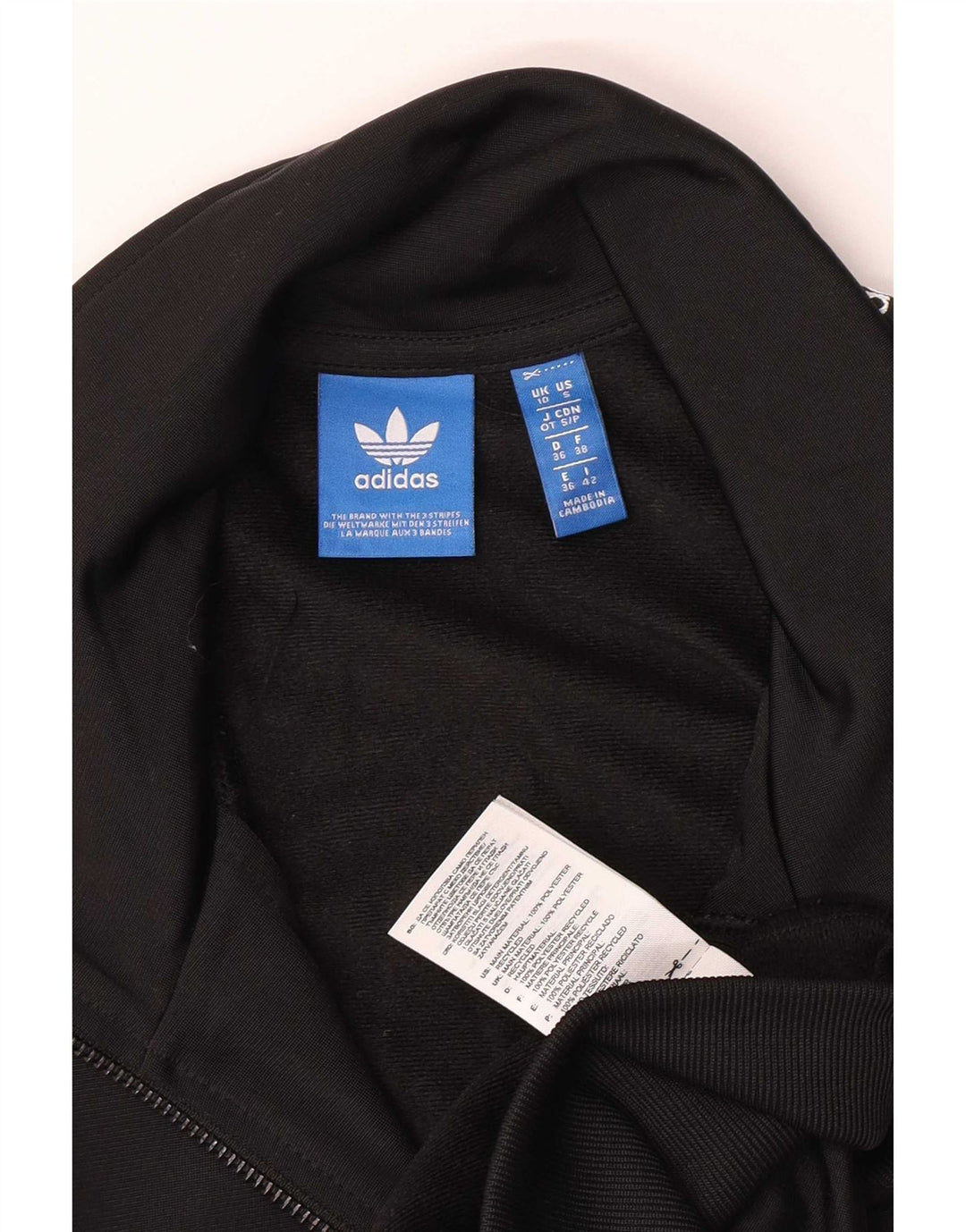 Adidas Damen Graphic Trainingsanzug Top Jacke UK 10 Small Schwarz Polyester