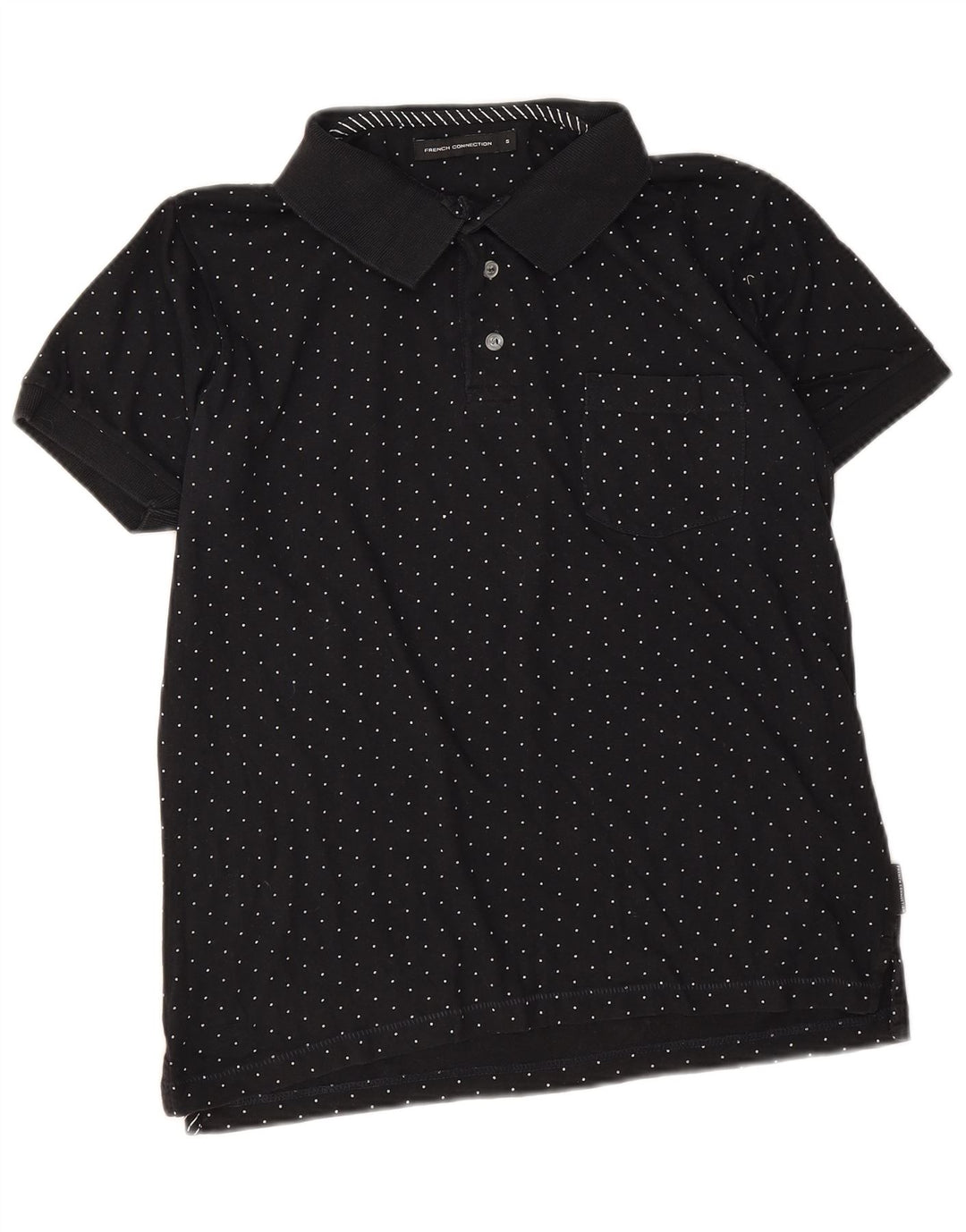 French Connection Herren-Poloshirt, Größe S, schwarz gepunktete Baumwolle