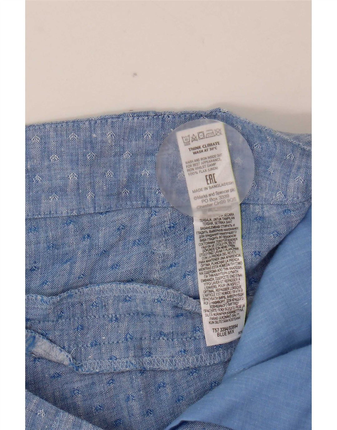 Marks & Spencer Womens Pegged Chino Shorts UK 12 Medium W32 Blue Geometric