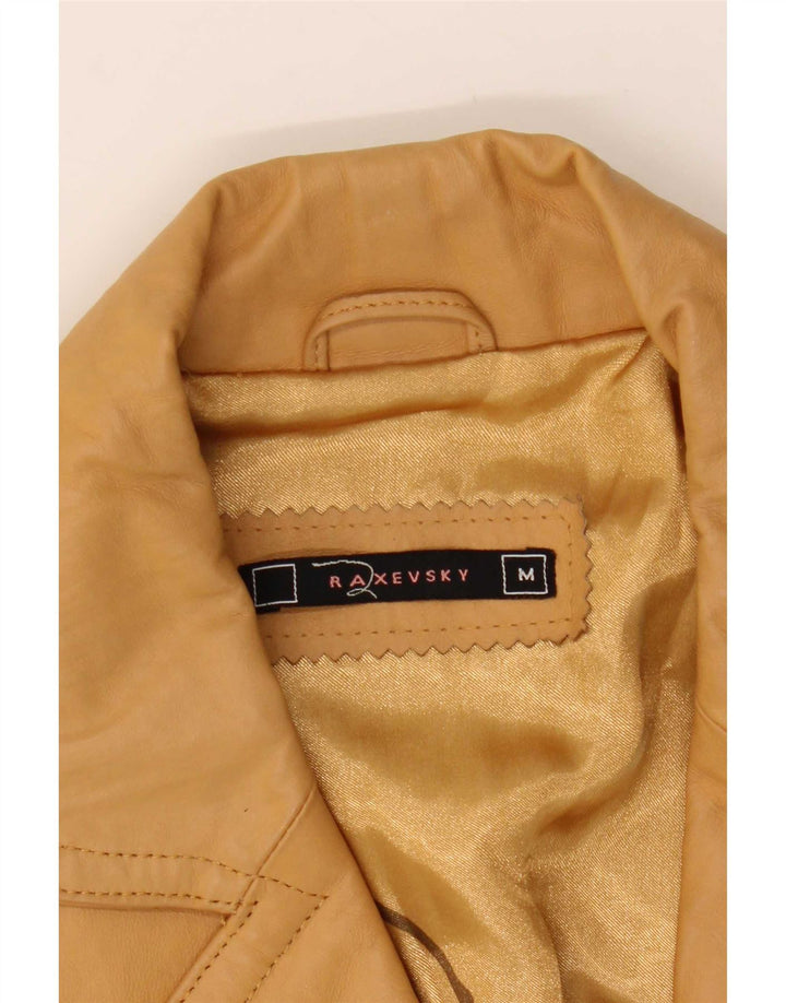 Vintage Womens Leather Jacket UK 12 Medium Beige Leather