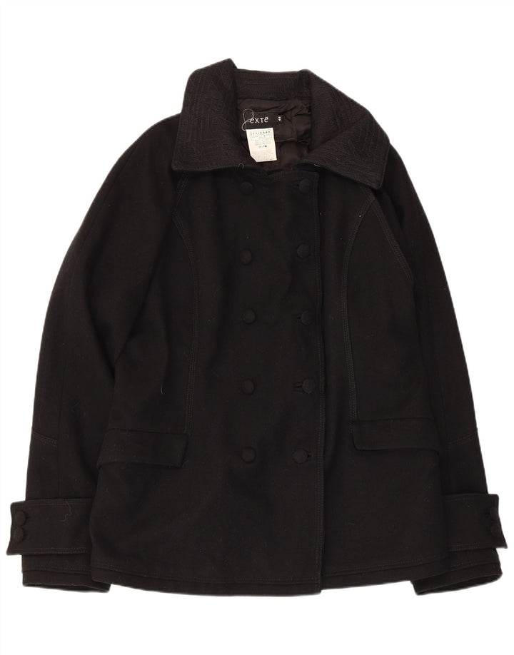 Exte Womens Pea Coat IT 48 XL Sort Uld