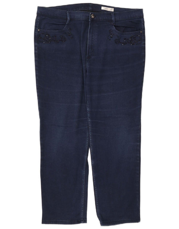 Marks & Spencer Jean court pour femme UK 20 2XL W40 L26 Bleu marine Coton