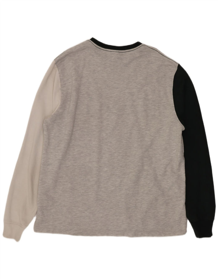 Zara Mens Sweatshirt Jumper XL Grey Colourblock Cotton
