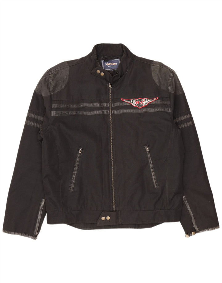 Giacca da motociclista grafica da uomo Master UK 40 grande nylon nero