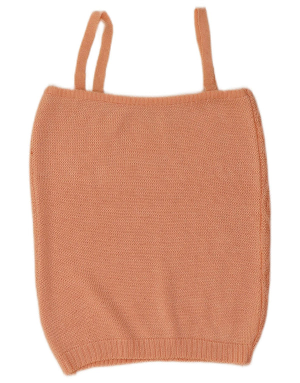 Top cu tricot crop vintage pentru femei UK 10 Small Pink Geometric