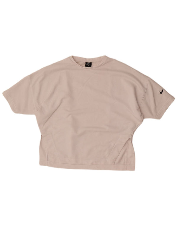 Nike Dame Dri Fit Oversized T-Shirt Top UK 14 Medium Hvid Bomuld