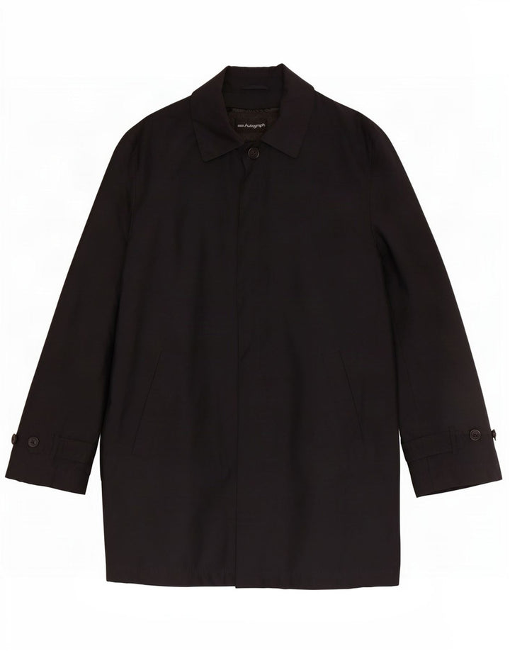 Cappotto autografo da uomo Marks & Spencer UK 38 poliestere medio blu navy