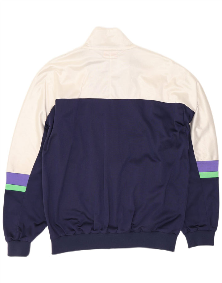 Asics Mens Graphic Tracksuit Top Jacket IT 56 XL Navy Blue Colourblock
