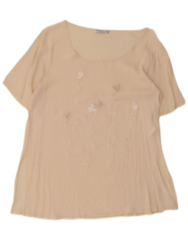 Blusa vintage para mujer Top IT 48 XL Acetato floral beige