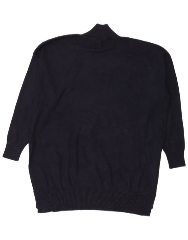 Marks & Spencer Womens Longline Turtle Neck Jumper Sweater UK 18 XL Navy Bl
