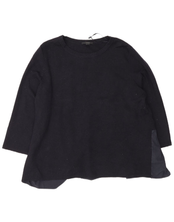 Maglione da donna con scollo a barca con maniche a 3/4 Cos UK 16 Large in lana blu navy