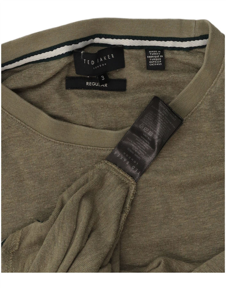 Ted Baker - Camiseta regular para hombre, talla 3, lino caqui mediano