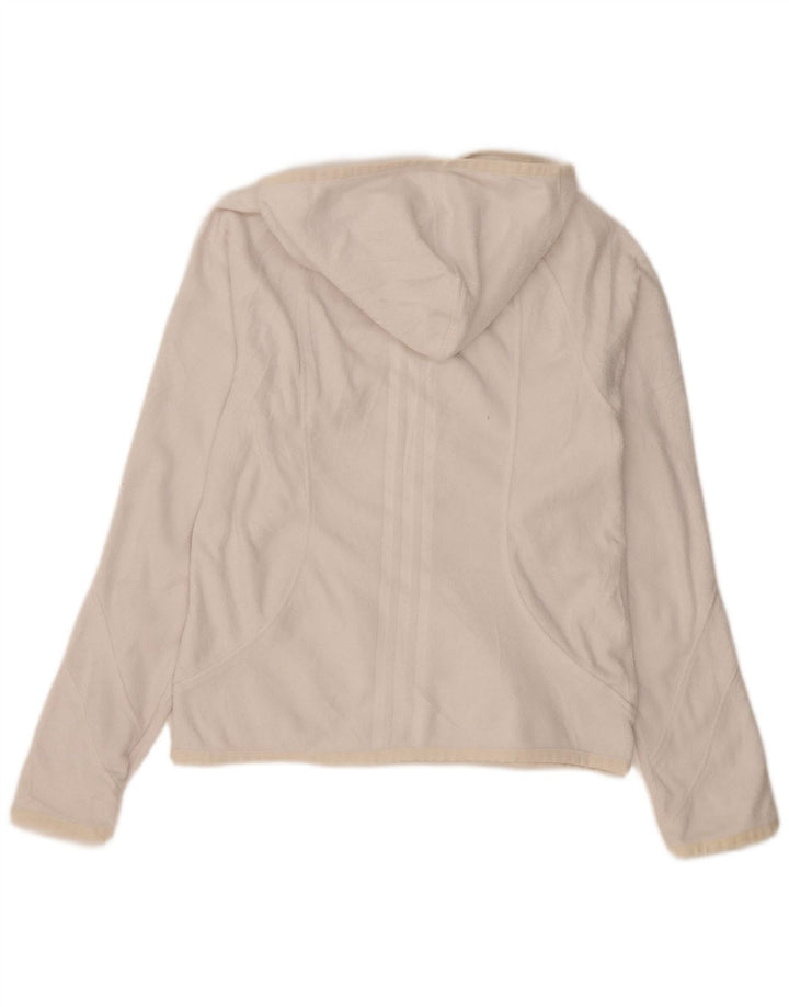 Adidas Womens Hooded Fleece Jacket UK 12 Medium White Polyester