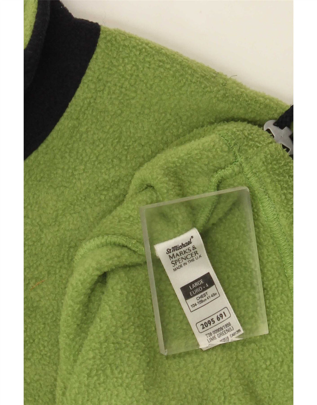 Marks & Spencer Mens Zip Neck Fleece Jumper Large Green Colourblock