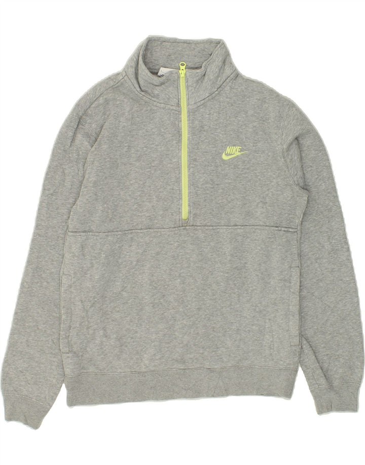 NIKE Mens Zip Neck Sweatshirt Jumper Small Grey Cotton Vintage Nike and Second-Hand Nike from Messina Hembry 