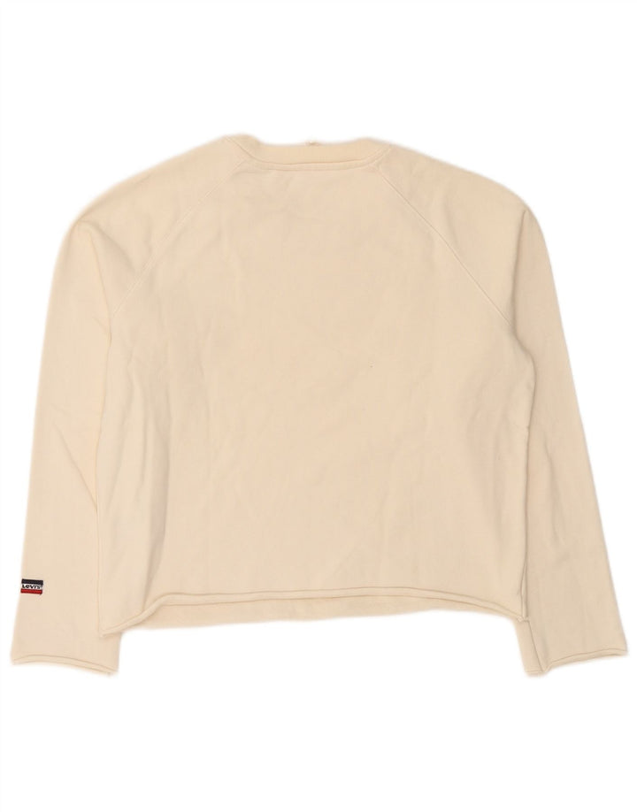 Levi's Womens Graphic Sweatshirt Jumper UK 16 Large Off White Cotton