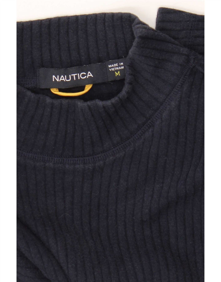 Nautica Mens Top Long Sleeve Medium Navy Blue Colourblock Cotton