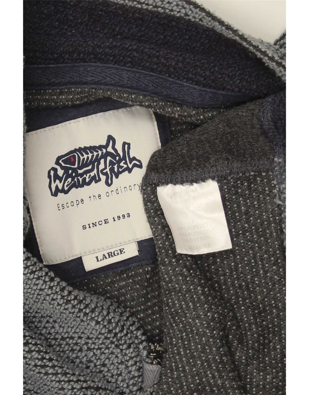 Weird Fish Herre Grafisk Sweatshirt Jumper Large Navy Blue Colourblock