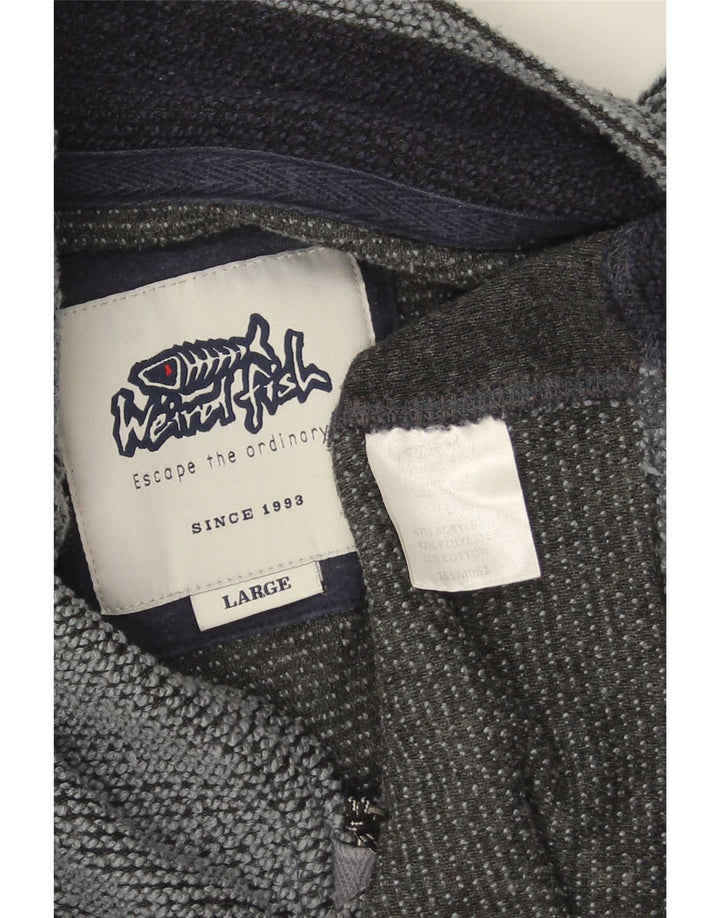 Weird Fish Herre Grafisk Sweatshirt Jumper Large Navy Blue Colourblock